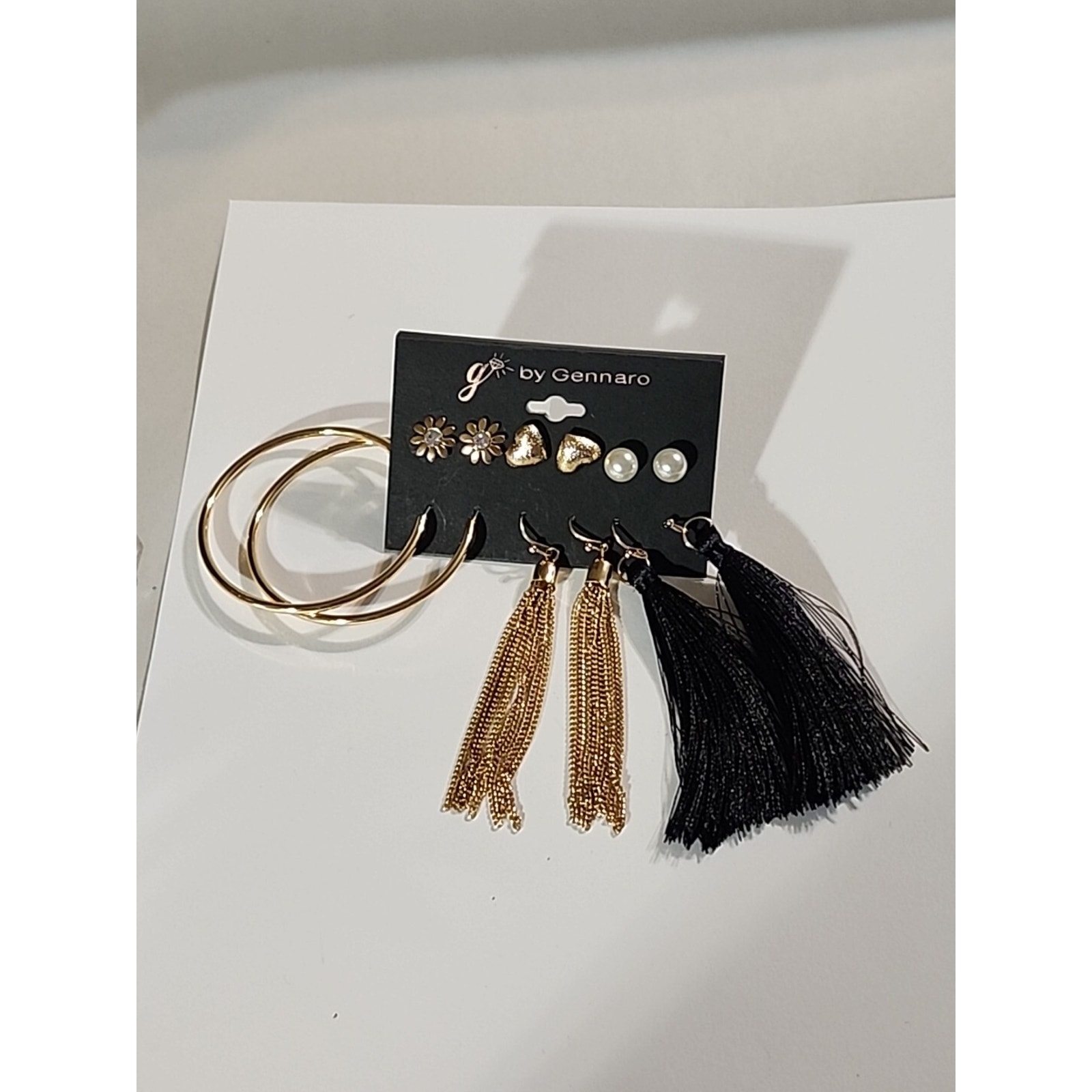 G By Gennaro Set Of 6 Earrings Tassel Hoop Stud Hearts Flowers Faux Pearls 10$